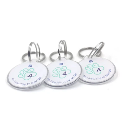 Collar Cód QR Saincheaptha Frith-Chaillte NTAG213 Epoxy RFID NFC Pet Clib Do Cat Madraí